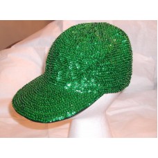 BASEBALL CAP HAT KELLY GREEN GLITTERING SEQUIN ST PATRICKS DAY / CHRISTMAS  eb-81749195